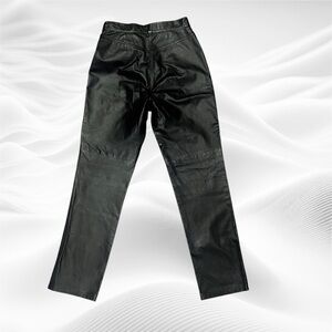 Lauren Ralph Lauren Black 100% Leather Pants‎ Size 4 = 27X30.5 Mid Rise